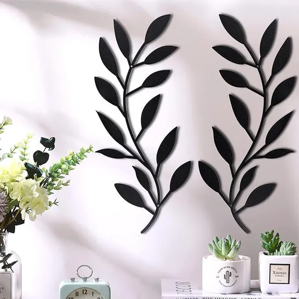 Black_2_Pieces_Metal_Tree_Leaf_Wall_Decor_|_37L_X_18W_Cm