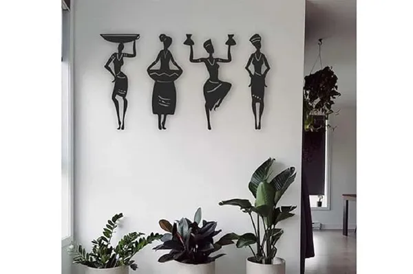 Black_Women_4_Pcs_Wall_Decor_Art_For_Living_Room_Office_Drawing_Room_Bedroom_|_50L_X_40W_Cm