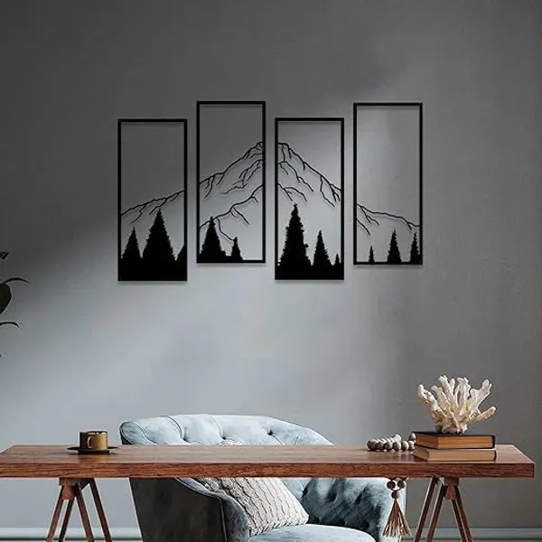 Black_4_Pcs_Metal_Mountain_And_Forest_Wall_Decorations_|_30L_X_13W_Cm
