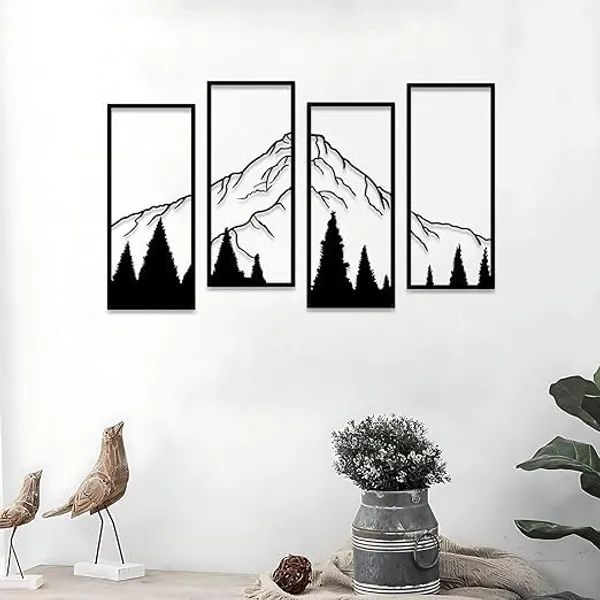 Black_4_Pcs_Metal_Mountain_And_Forest_Wall_Decorations_|_30L_X_13W_Cm