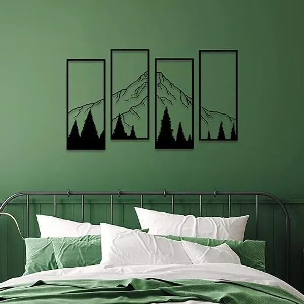 Black_4_Pcs_Metal_Mountain_And_Forest_Wall_Decorations_|_30L_X_13W_Cm