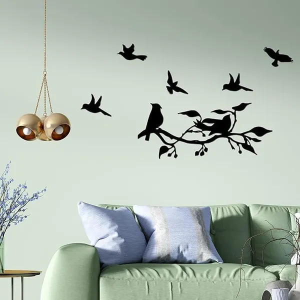 Black_2_Pieces_Birds_On_Branch_Metal_Wall_Art_Decor_|_40L_X_40W_Cm