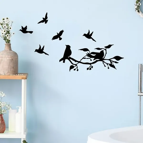 Black_2_Pieces_Birds_On_Branch_Metal_Wall_Art_Decor_|_40L_X_40W_Cm