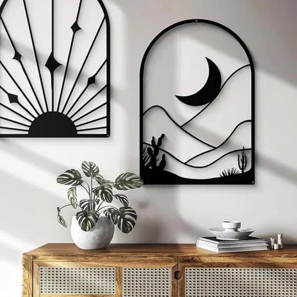 Black_4_Pack_Boho_Abstract_Metal_Wall_Decor_|_30L_X_20W_Cm