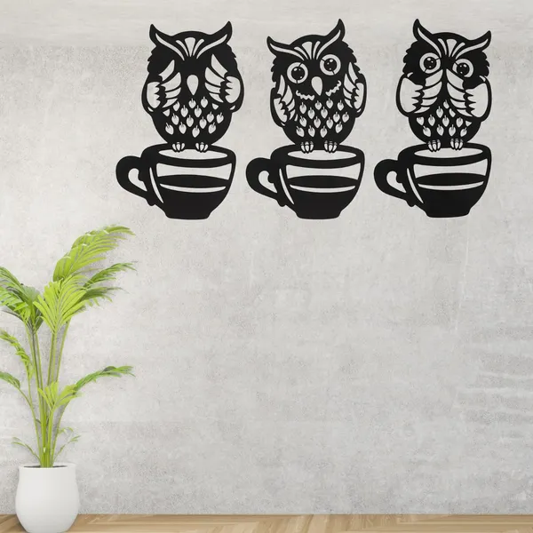 Black_Metal_Owl_Wall_Decor_With_Coffee_Cup_Design_Set_Of_3_|_28L_X_32W_Cm