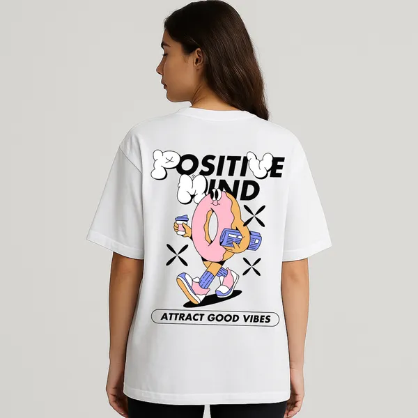 White_Cotton_Positive_Mind_-Women_Tshirt