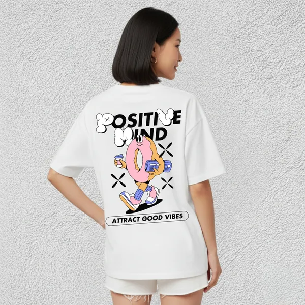 White_Cotton_Positive_Mind_-Women_Tshirt