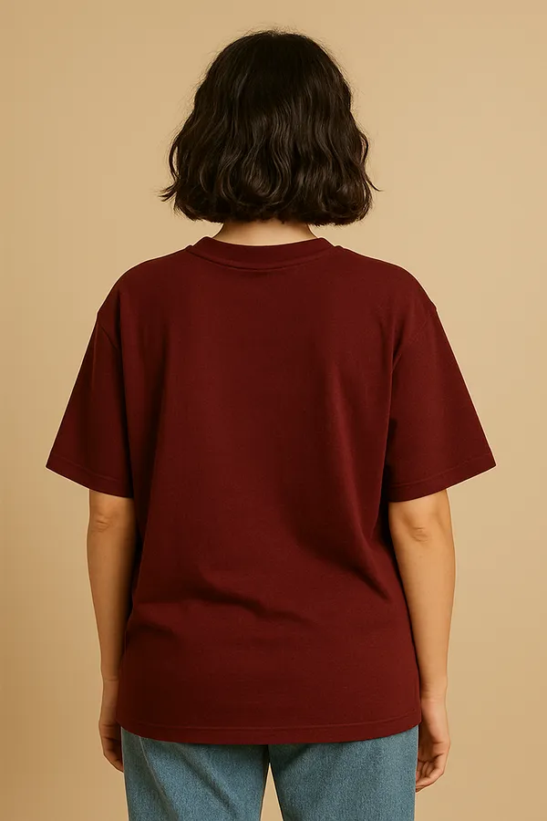 Maroon_Cotton_Plain_Oversize_-_Women_Tshirt