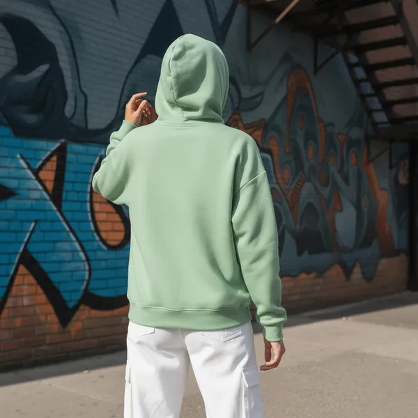 Pista_Green_Cotton_Fleece_Women_Oversize_Hoodie