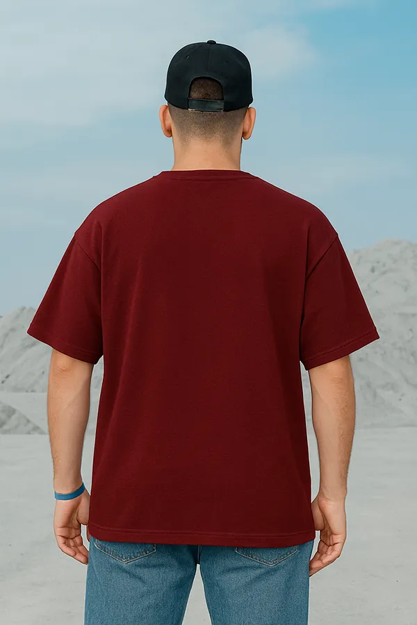 Maroon_Cotton_Plain_Oversiize_-_Men_Tshirt