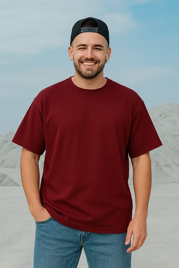 Maroon_Cotton_Plain_Oversiize_-_Men_Tshirt