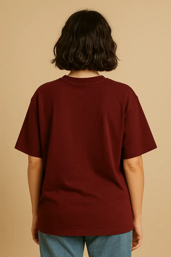 Maroon_Cotton_Labubu_-_Women_Tshirt