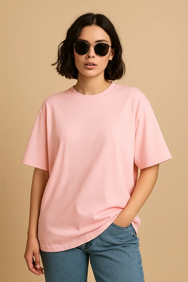Pink_Cotton_Plain_Oversize_-_Women_Tshirt
