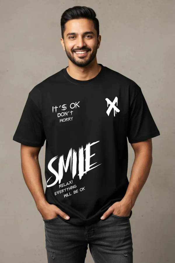 Black_Cotton_Smile_Relax_Everything_-_Men_Tshirt