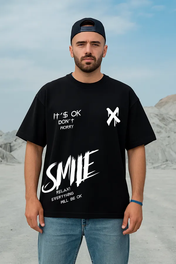 Black_Cotton_Smile_Relax_Everything_-_Men_Tshirt