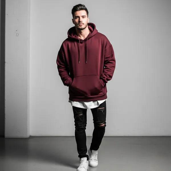 Maroon_Cotton_Fleece_Men_Oversize_Hoodie