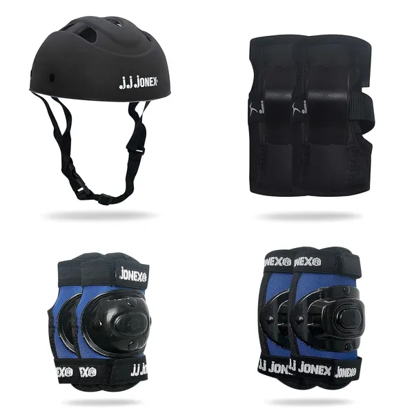 JJ_JONEX_Blue_&_Black_Multi_Sport_Gear_Helmet_Elbow_Guards_Knee_Caps_&_Hand_Gloves_Set_For_Children_(5-16_Years)