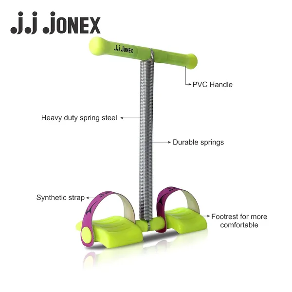 JJ_JONEX_Tummy_Trimmer_-_Single_Spring_Sit_Up_Pull_Rope,_Elastic_Tension_Fitness_Foot_Pedal,_Abdominal_And_Leg_Exerciser,_Sport_Fitness_Equipment_(Made_In_India),_Green