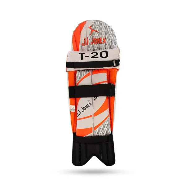 JJ_JONEX_White_&_Orange_Cricket_Leg_Guard