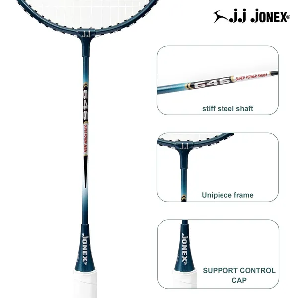 JJ_JONEX_646_Badminton_Racket_-_Red_And_White_Aluminum_Racket,_Strung