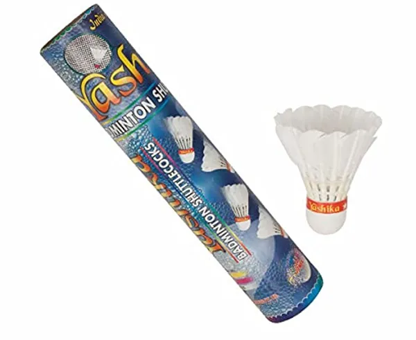 JJ_JONEX_Feather_Shuttlecock_(Pack_Of_6),_White,_M,_Durable_Nylon_Shuttlecocks_For_Recreational_Play