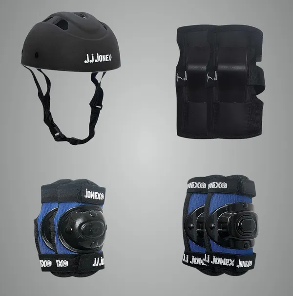 JJ_JONEX_Blue_&_Black_Multi_Sport_Gear_Helmet_Elbow_Guards_Knee_Caps_&_Hand_Gloves_Set_For_Children_(5-16_Years)