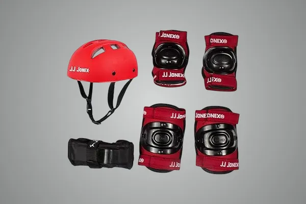 JJ_JONEX_Protective_Gear_Set_-_Helmet,_Knee_Pads_&_Elbow_Pads_(Red,_Large)