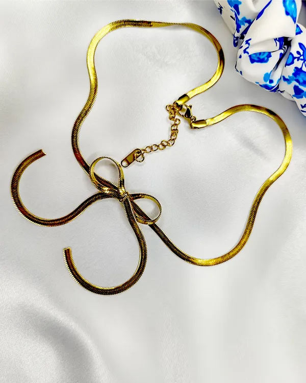 Elegant_Bowknot_Pendant_Snake_Chain_Necklace_Bracelet_&_Earring_Set