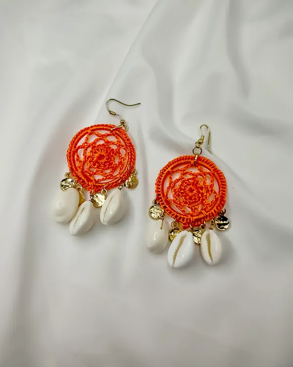 Coral_Bloom_&_Cowrie_Dangles_Earrrings