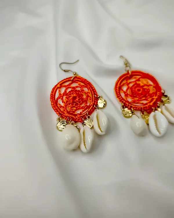Coral_Bloom_&_Cowrie_Dangles_Earrrings