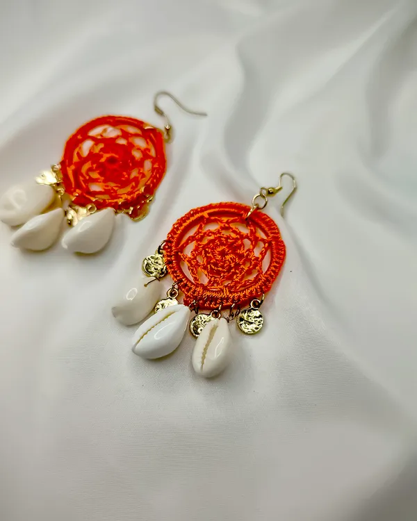 Coral_Bloom_&_Cowrie_Dangles_Earrrings