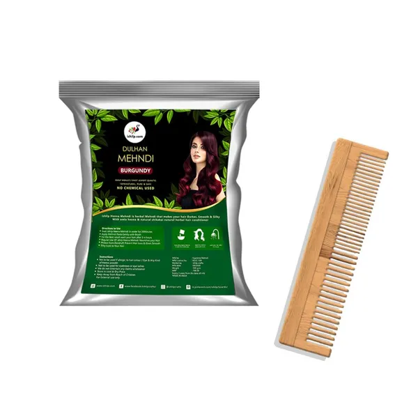 Pack_of_2_Burgundy_Mehendi_With_Neem_Comb_|_For_Hair_Colour_&_Care_|_500g
