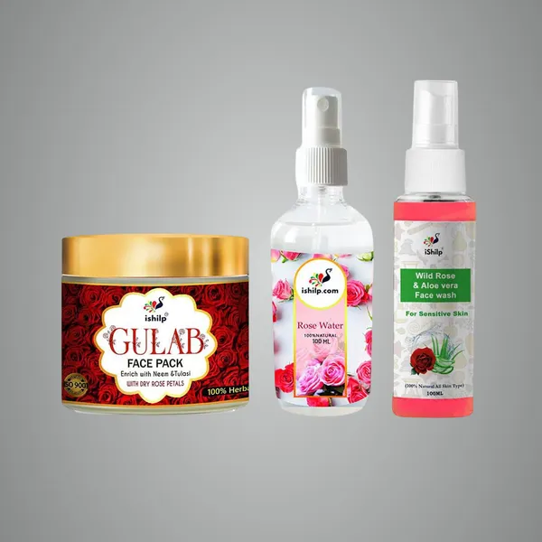Combo_of_3_Glowing_Skin_Gulab_Face_Pack,_Rose_Water_&_Wild_Rose_Aloe_Vera_Face_Wash
