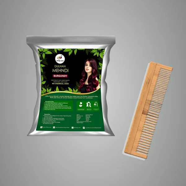 Pack_of_2_Burgundy_Mehendi_With_Neem_Comb_|_For_Hair_Colour_&_Care_|_500g