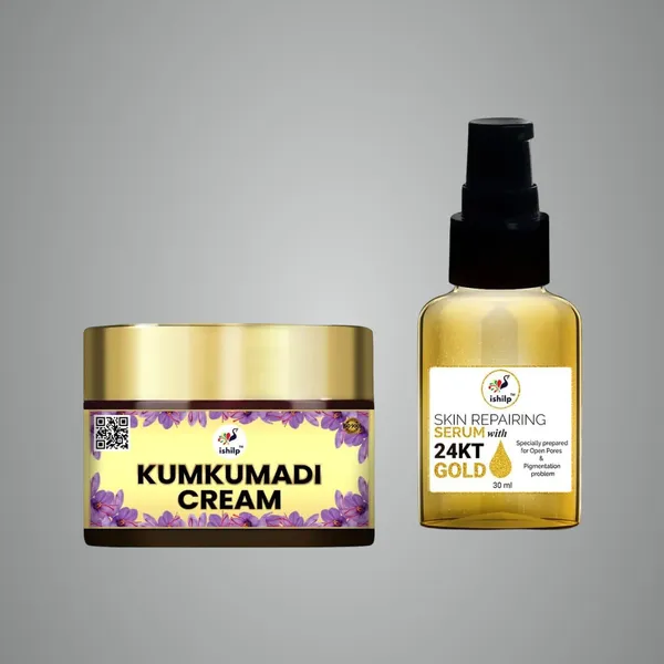 Combo_of_Radiant_&_Whitening_Kumkumadi_Cream_&_24Kt_Gold_Serum_|_For_Women_&_Men_|_30ml_+_50g