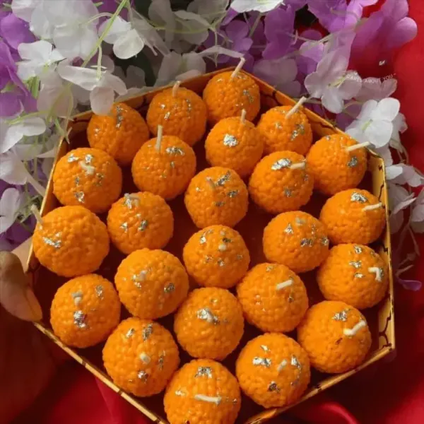 Orange_(Set_Of_4)Motichur_Laddu_Wax_Eco-Friendly_Candle