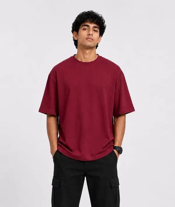 JACKBUZZ_Men's_Oversized_Solid_T-Shirt