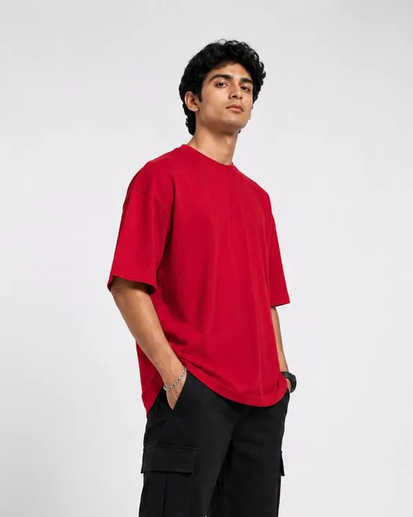 JACKBUZZ_Men's_Oversized_Solid_T-Shirt