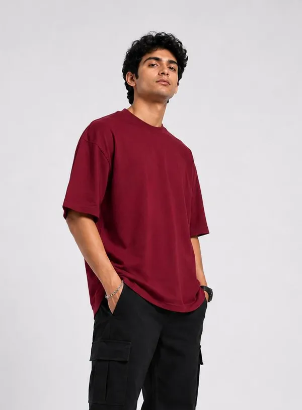 JACKBUZZ_Men's_Oversized_Solid_T-Shirt