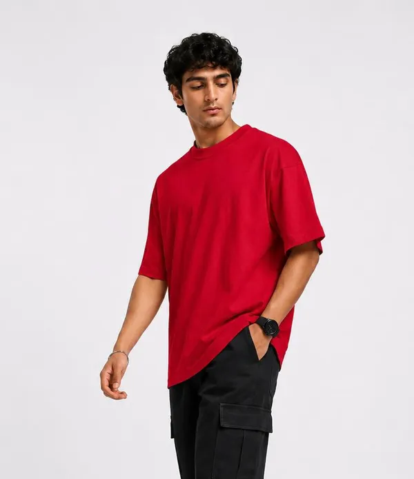 JACKBUZZ_Men's_Oversized_Solid_T-Shirt