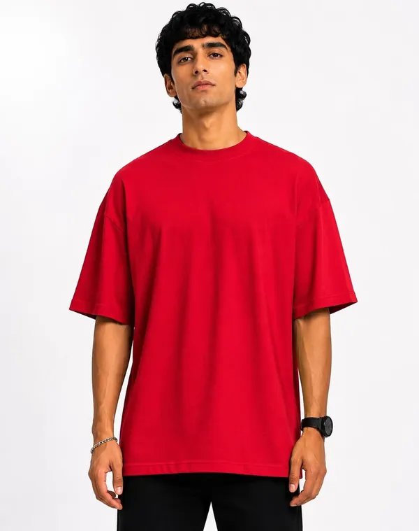 JACKBUZZ_Men's_Oversized_Solid_T-Shirt