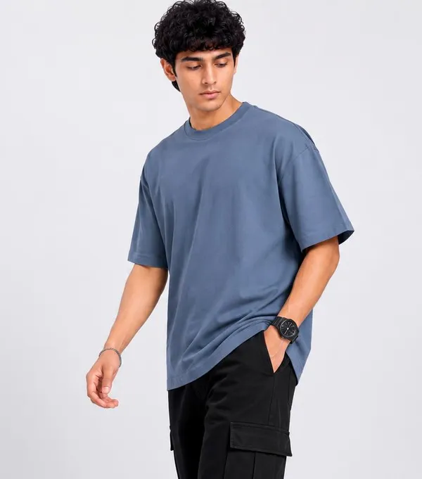 JACKBUZZ_Men's_Oversized_Solid_T-Shirt
