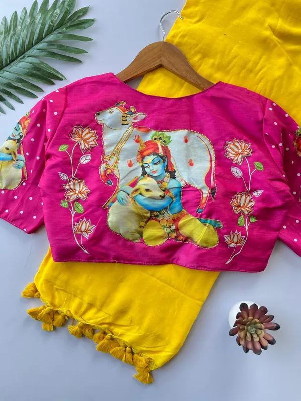 Bright_and_Beautiful:_Pink_Embroidered_Blouse_with_Devotional_Art