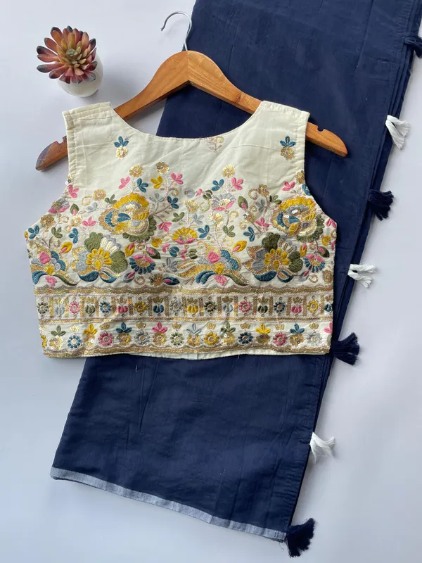 Chanderi_saree_with_floral_embroidery_blouse.
