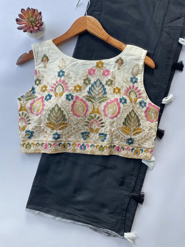 Chanderi_saree_with_floral_embroidery_blouse.