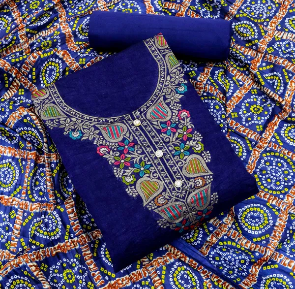 Designer_Ethnic_Suit_Fabric_Set_with_Thread_Embroidery_and_Bandhej_Dupatta