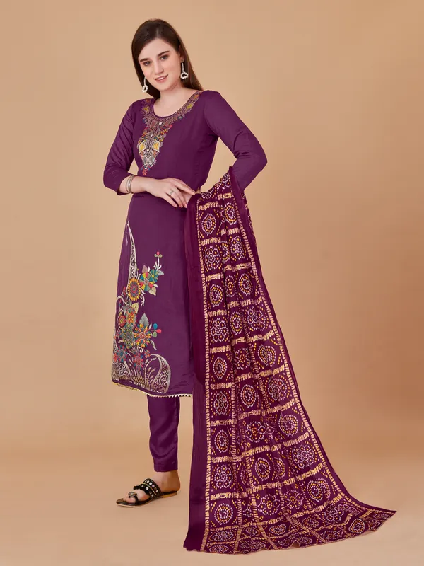 Designer_Ethnic_Suit_Fabric_Set_with_Thread_Embroidery_and_Bandhej_Dupatta