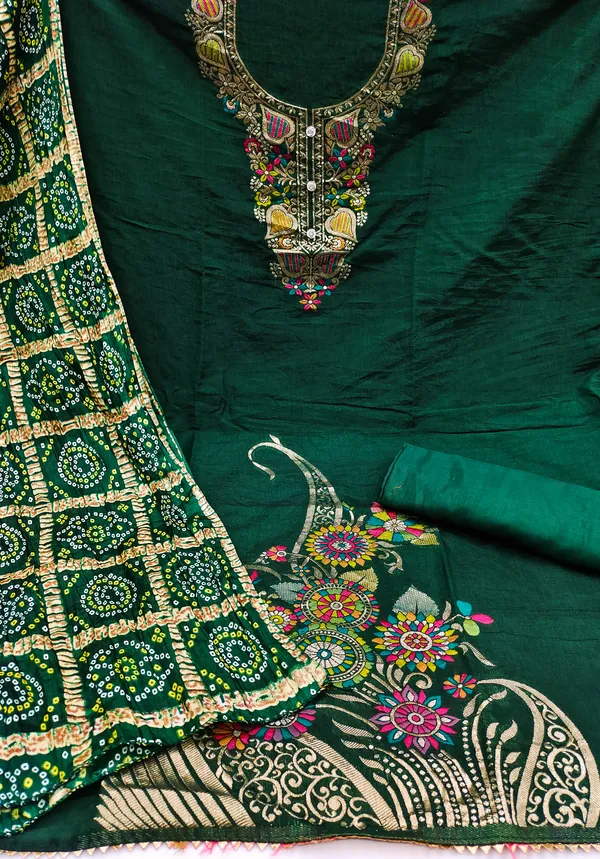 Designer_Ethnic_Suit_Fabric_Set_with_Thread_Embroidery_and_Bandhej_Dupatta