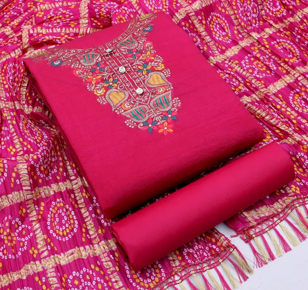 Designer_Ethnic_Suit_Fabric_Set_with_Thread_Embroidery_and_Bandhej_Dupatta