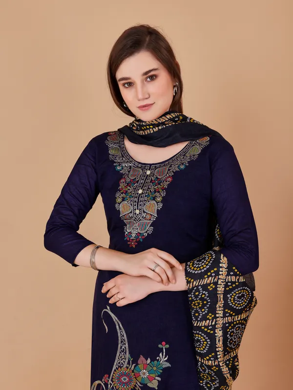 Designer_Ethnic_Suit_Fabric_Set_with_Thread_Embroidery_and_Bandhej_Dupatta